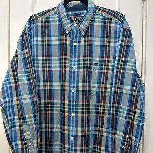 MENS CHAPS LONG SLEEVE BUTTON DOWN, PLAID, SIZE XL, LIKE NEW CONDTION
